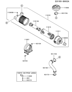 Fx850v-Cs47 Air Filter And Muffler Diagram and Parts List for FX850V-CS47  Cub Cadet Engine